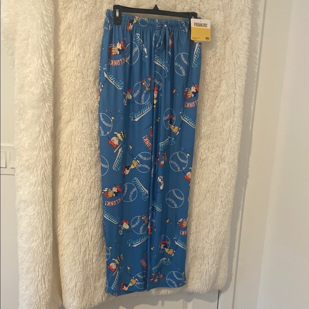 Peanuts Blue and Red Baseball Print Pajamas